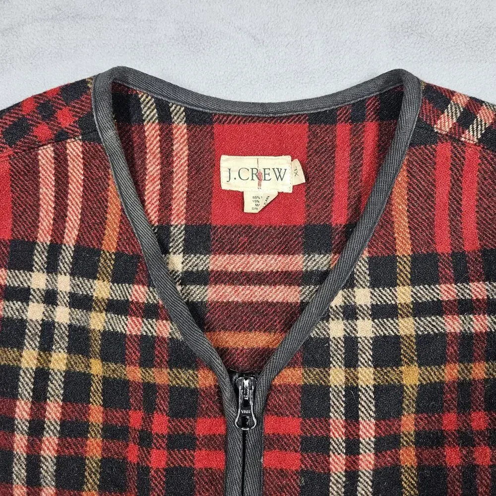 Vintage J.Crew Wool‎ Hunting Vest Men’s Size XL Red Plaid Oarsman Outdoorsman